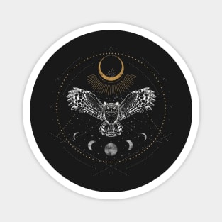 Night owl with moon phases and stars Magnet